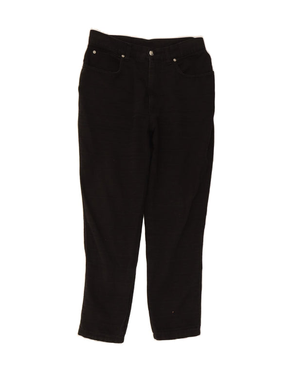 FENDI Womens Tapered Casual Trousers W32 L27 Black Pinstripe Cotton