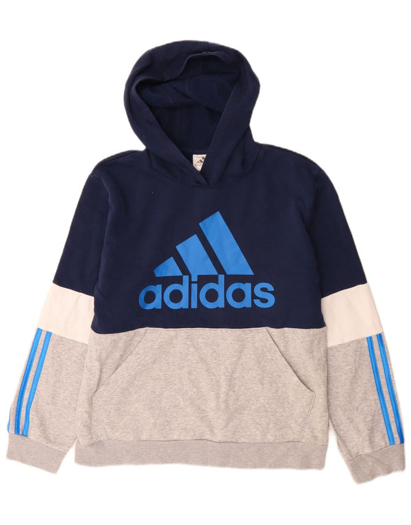 Felpa con cappuccio grafica per ragazze Adidas 13-14 anni Large Blue Colourblock
