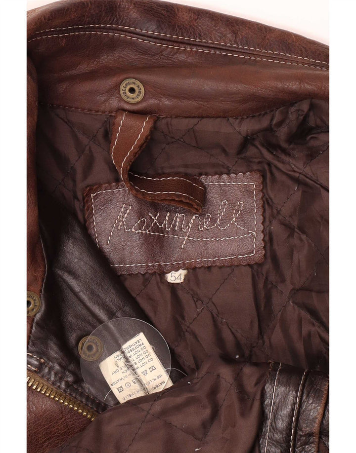 Giubbotto bomber in pelle vintage da uomo IT 52 2XL Marrone