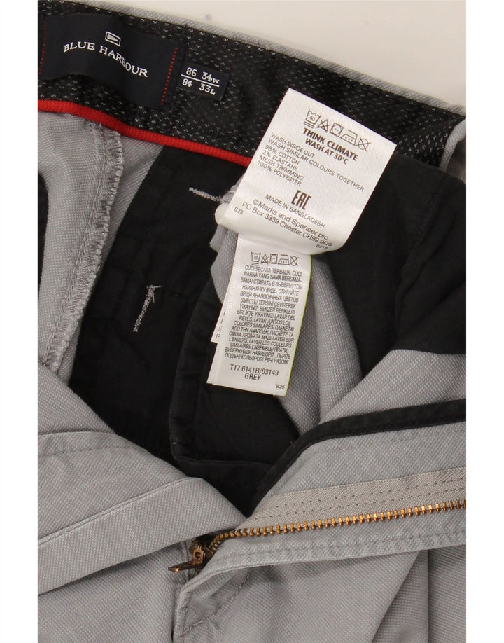 Pantaloni da abito dritti Marks & Spencer da uomo blu Harbour W34 L33 grigi