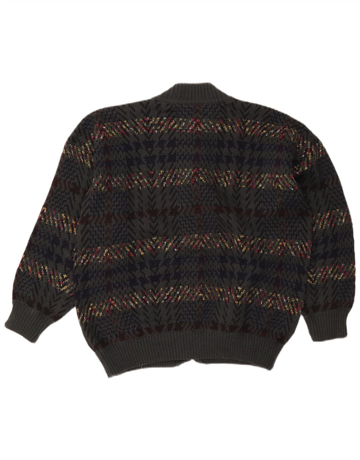 Maglione cardigan da uomo vintage XL grigio pied de poule