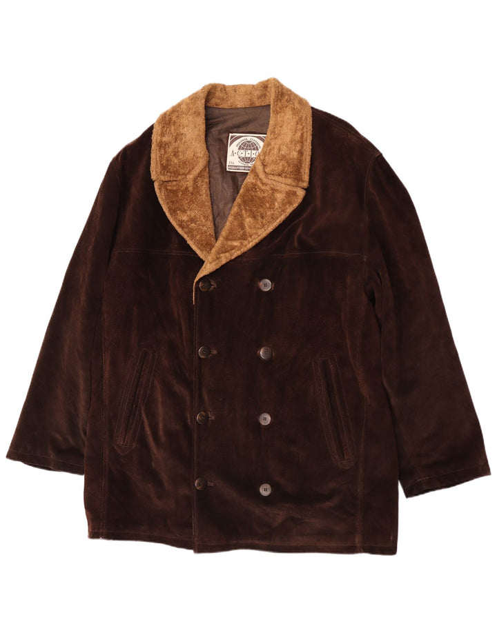 Soprabito vintage da uomo in pelle scamosciata IT 52 XL in pelle marrone