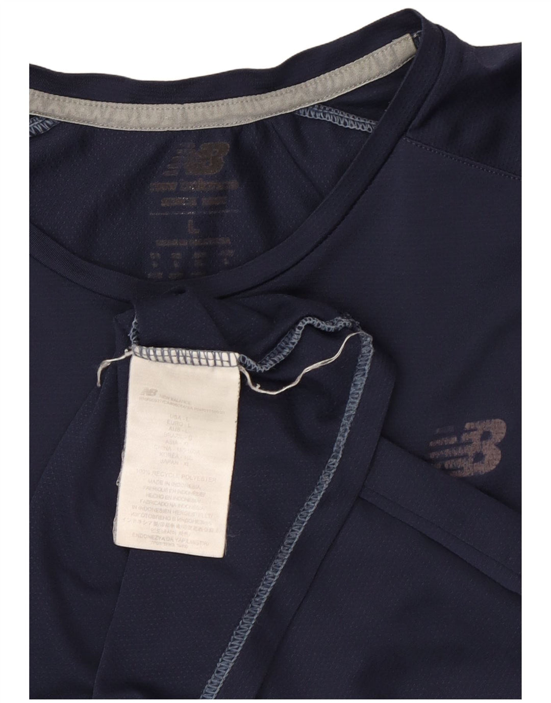T-shirt da uomo New Balance Top Large in poliestere blu navy