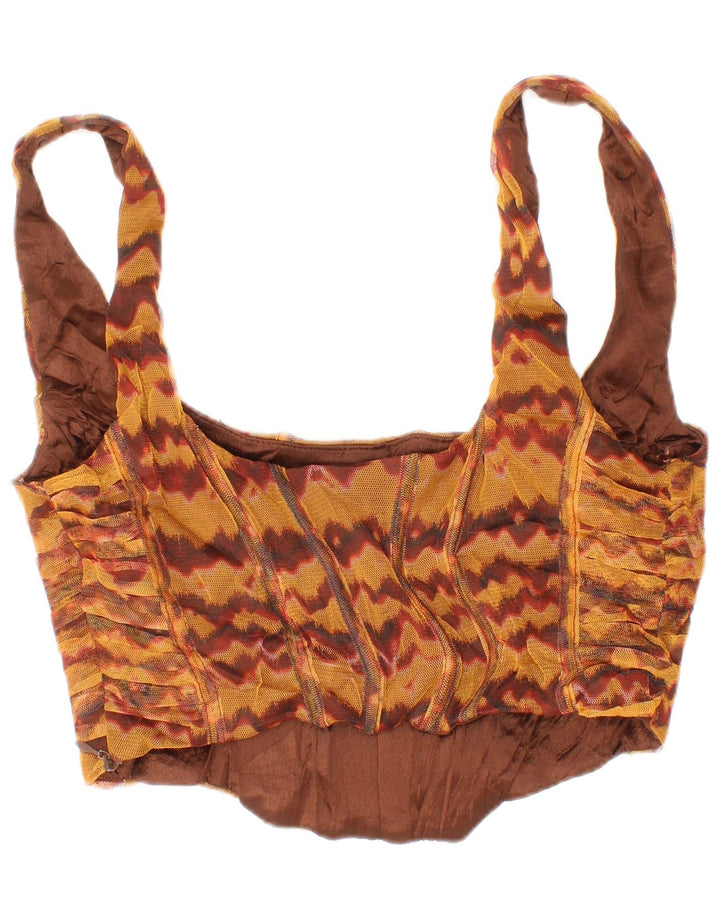 Top corto da donna Zara in viscosa marrone medio, stile bohémien