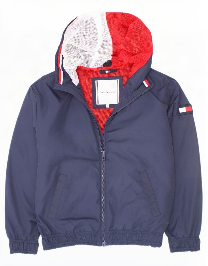 Giubbotto bomber con cappuccio da bambino Tommy Hilfiger 7-8 anni in poliestere blu navy