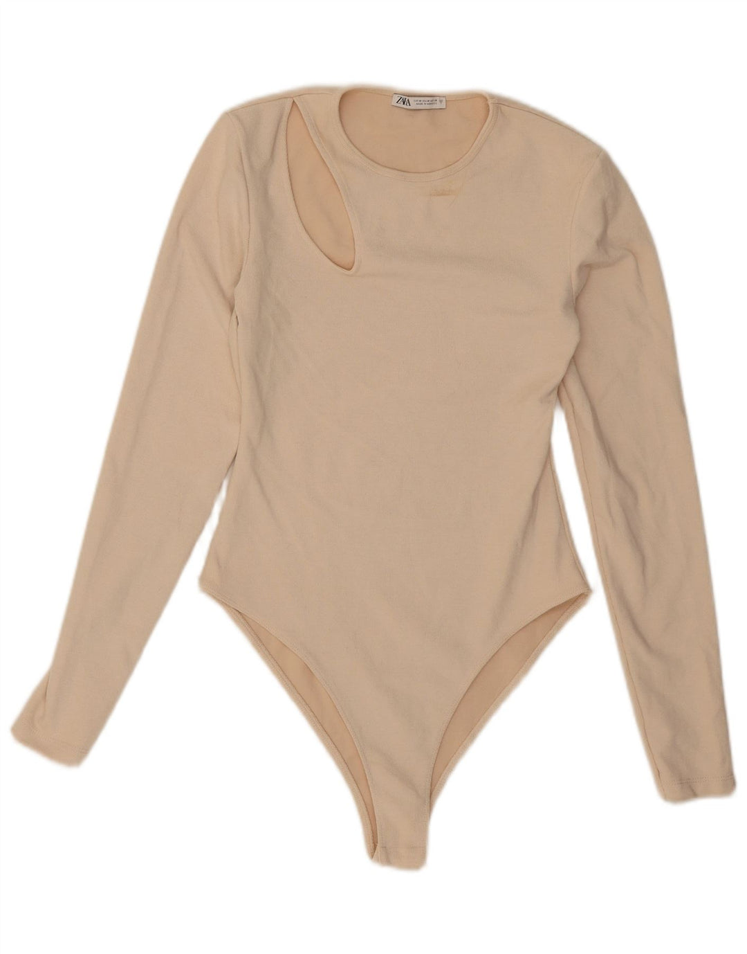 Body a maniche lunghe da donna Zara UK 12 Beige medio