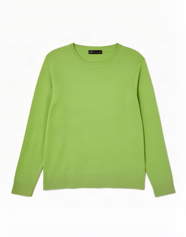 Maglione maglione con scollo a barca da donna Marks & Spencer UK 14 grande acrilico verde