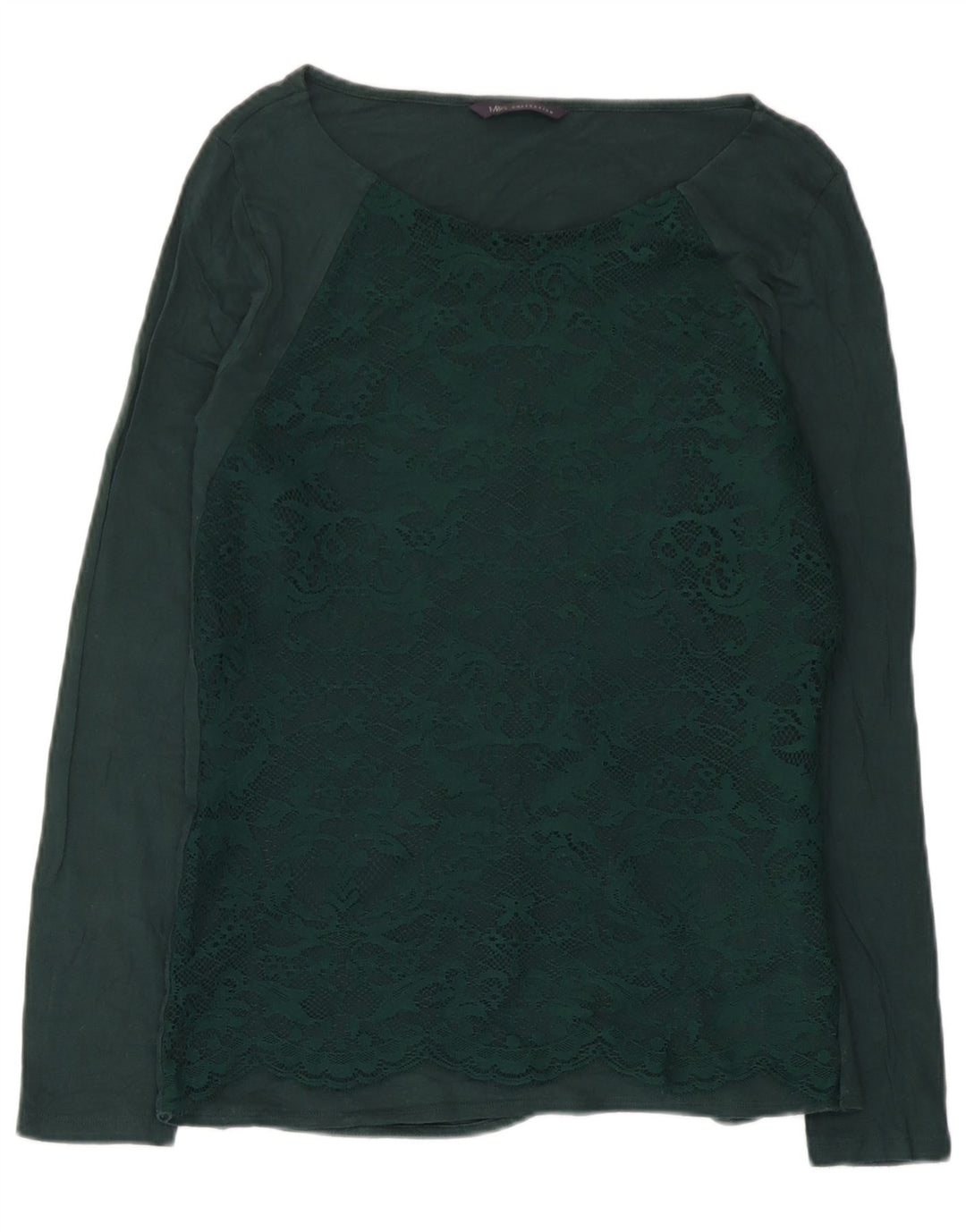 Marks & Spencer Top da donna a maniche lunghe UK 12 Viscosa Paisley verde medio