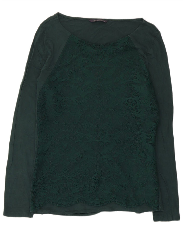 Marks & Spencer Top da donna a maniche lunghe UK 12 Viscosa Paisley verde medio