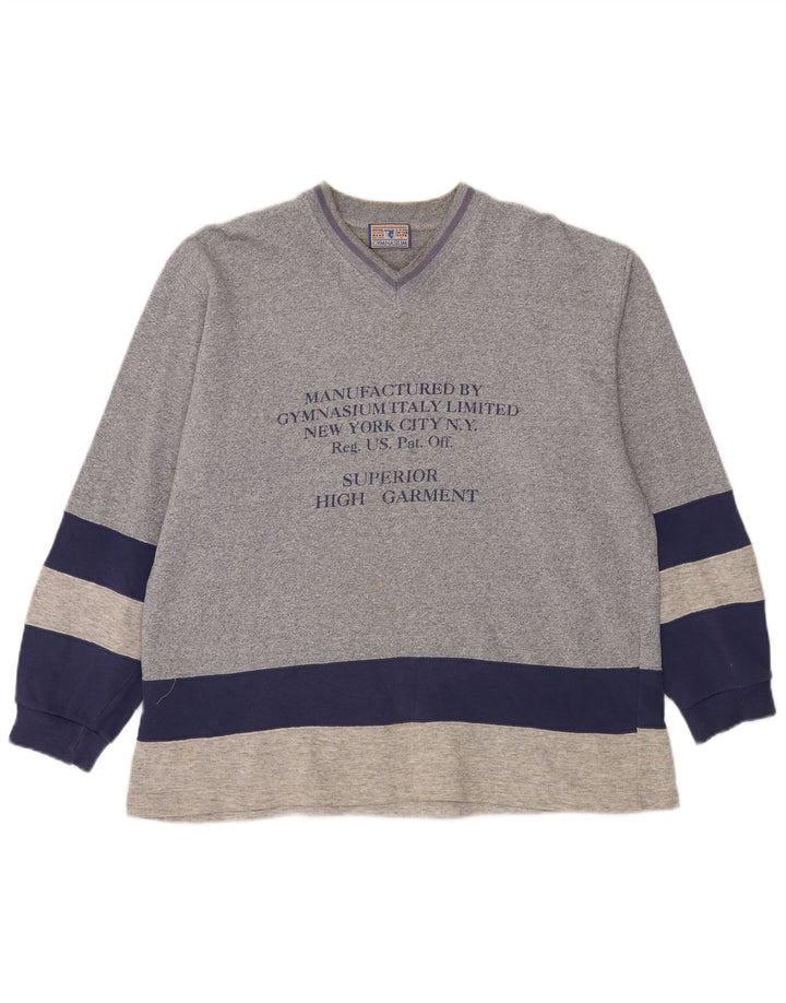 Felpa grafica da uomo da palestra, maglione grande, colore blu