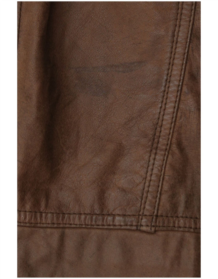 Giacca in pelle oversize da donna vintage EU 44 XL in pelle marrone