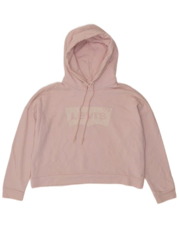 LEVI'S Felpa con cappuccio grafica oversize da donna con cappuccio grafico UK 10 Small Cotone rosa