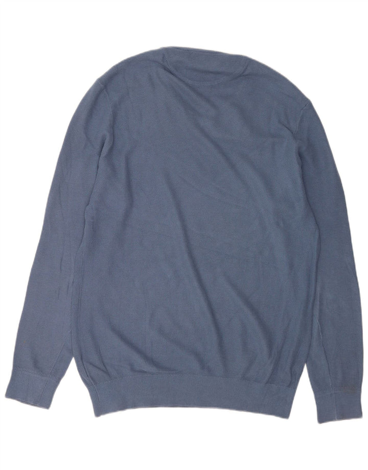 Maglione maglione con scollo a V da uomo Timberland grande cotone blu