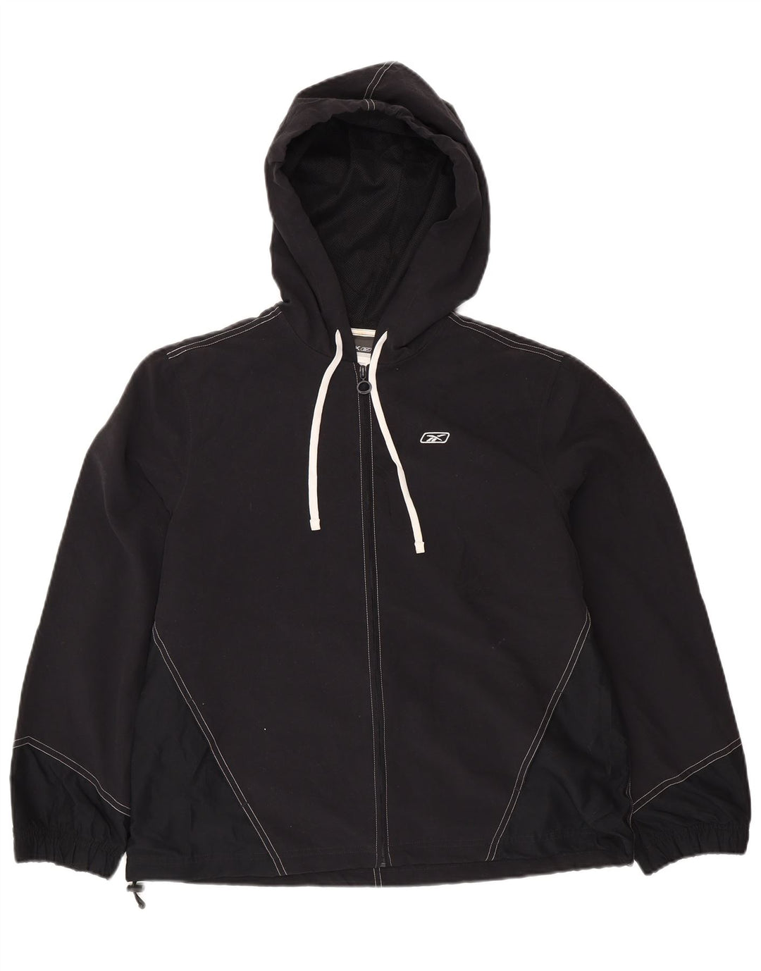 Giacca antipioggia con cappuccio da donna REEBOK UK 14 grande poliestere nero