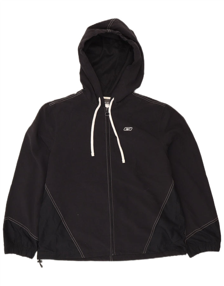 Giacca antipioggia con cappuccio da donna REEBOK UK 14 grande poliestere nero