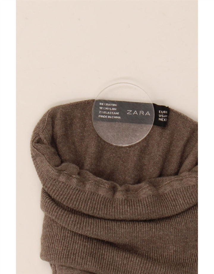 Maglione maglione a collo alto da donna Zara UK 12 Rayon grigio medio