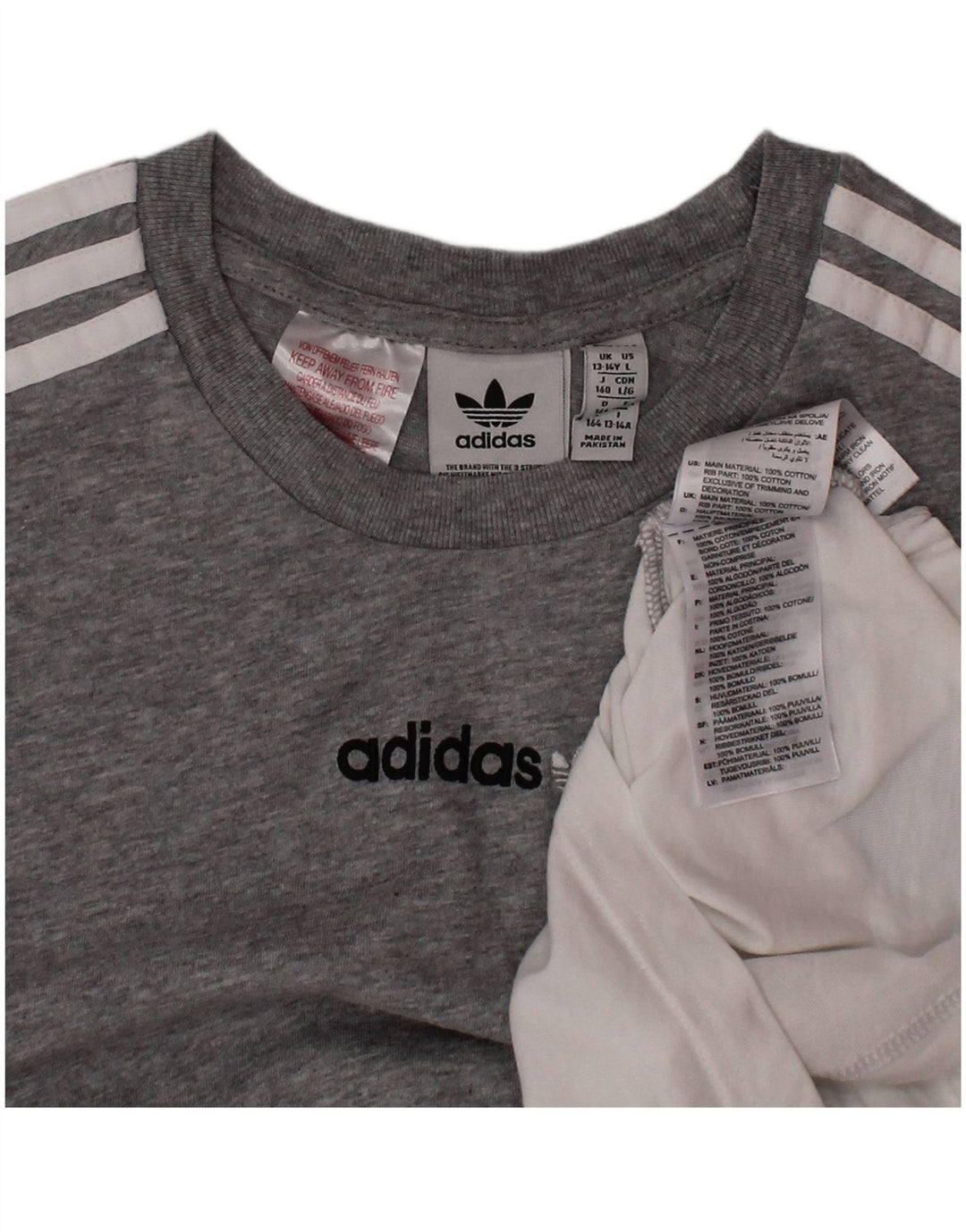 T-shirt Adidas da bambino 13-14 anni in cotone color block grigio
