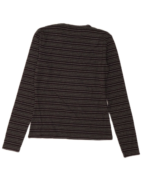 BENETTON Top da donna a maniche lunghe UK 8 piccolo grigio a righe