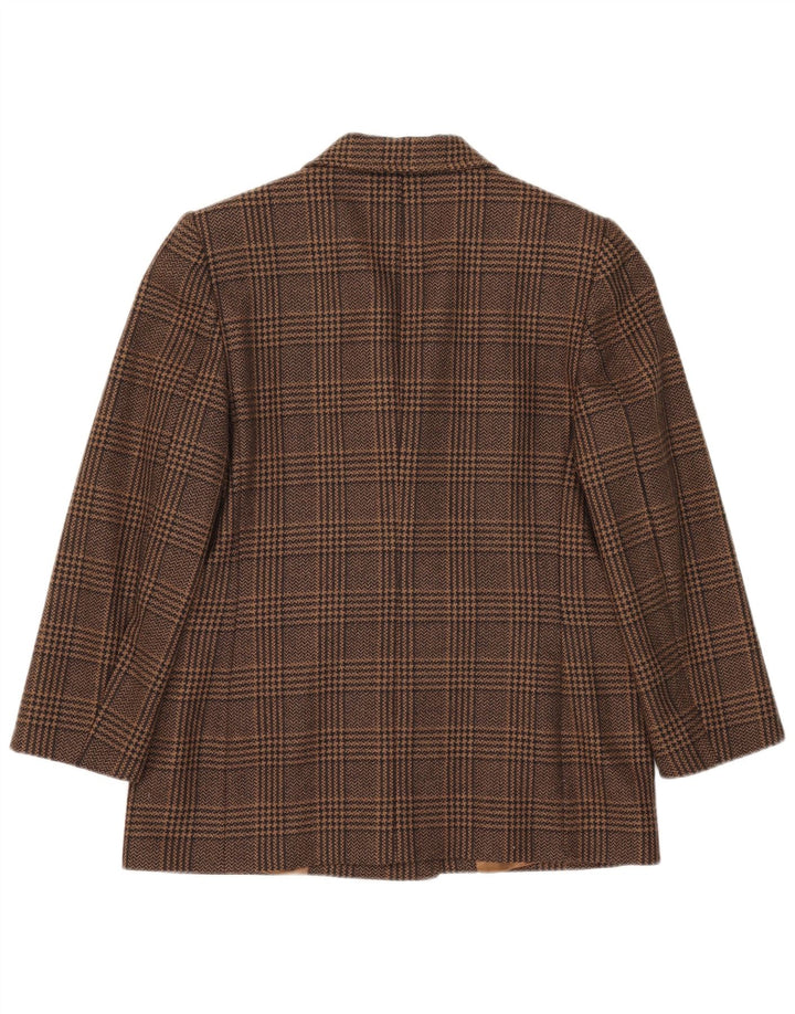 Giacca blazer doppiopetto vintage da donna IT 46 grande pied de poule marrone