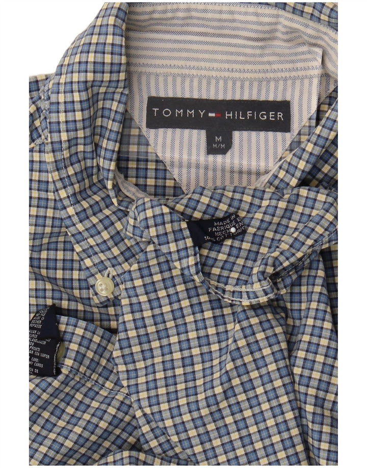 Camicia a maniche corte da uomo Tommy Hilfiger in cotone a quadri blu medio