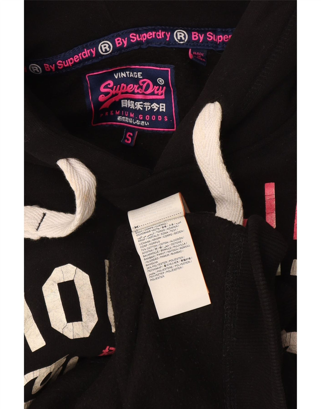 Felpa con cappuccio grafica da uomo Superdry Hornets UK 10 Small in cotone nero