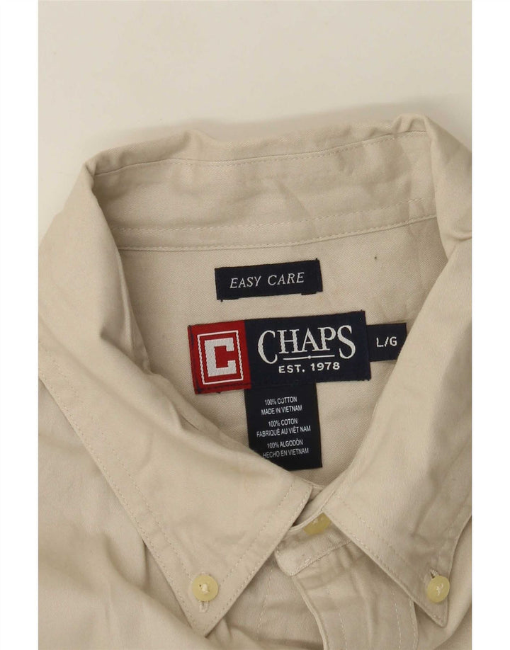 Camicia Chaps da uomo Easy Care, taglia grande, in cotone beige