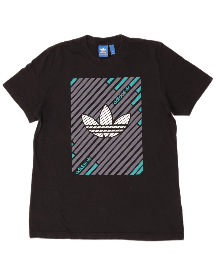 T-shirt grafica da uomo Adidas Top in cotone nero medio
