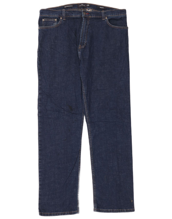 Jeans dritti vestibilità regolare da uomo Marks & Spencer W38 L33 cotone blu