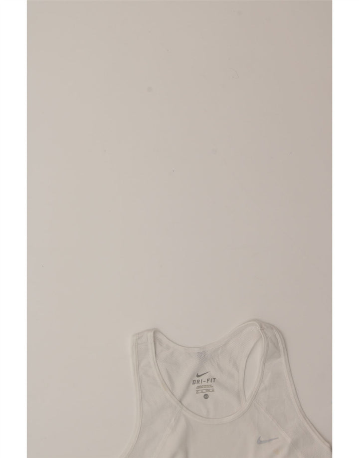 NIKE Womens Dri Fit Vest Top UK 4 XS White Polyester Vintage Nike and Second-Hand Nike from Messina Hembry 