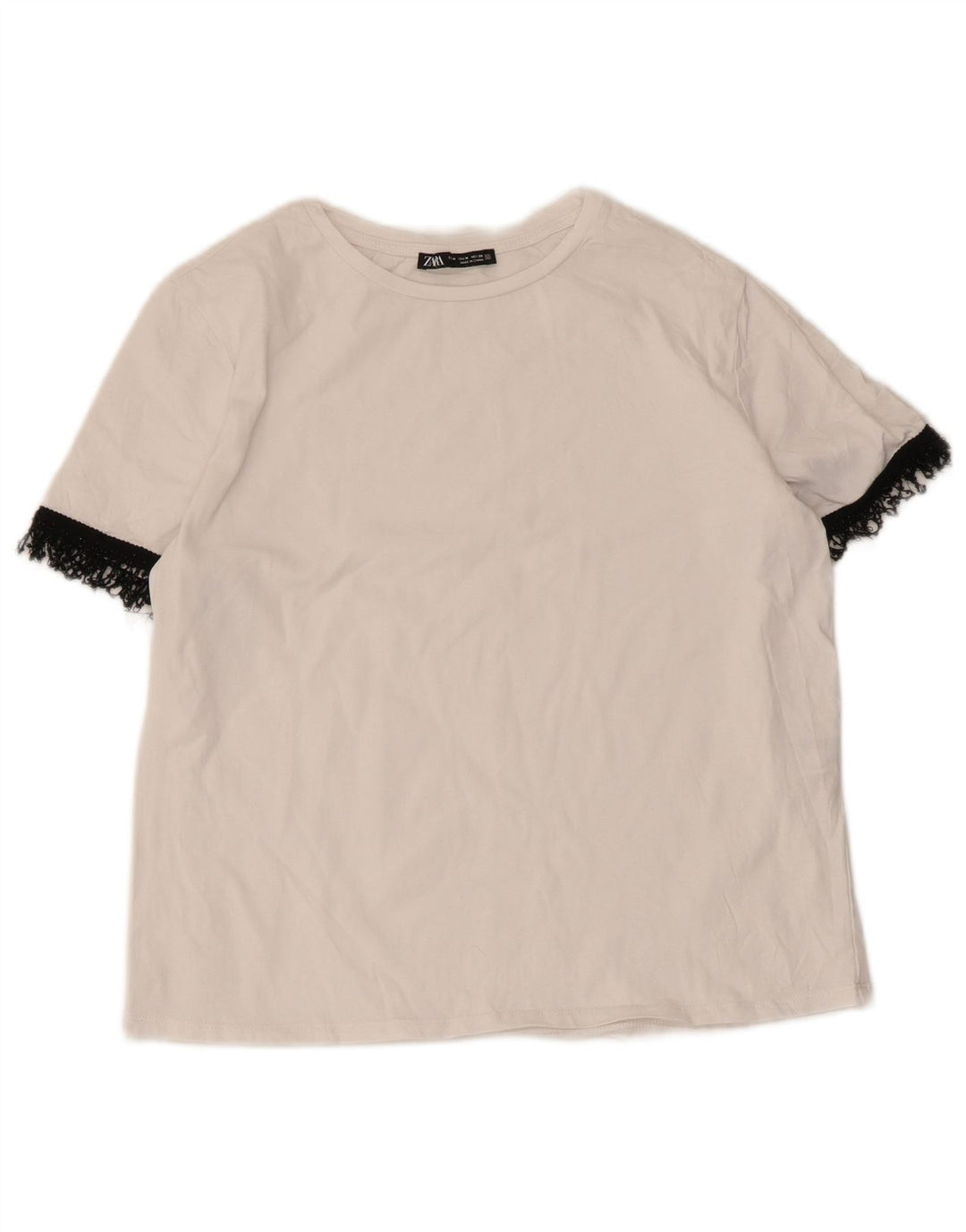 T-shirt da donna Zara Top UK 12 cotone color block bianco medio