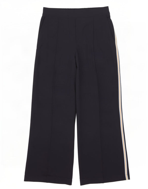 Pantaloni Zara da donna a vita alta a gamba larga grandi W33 L30 a righe blu navy
