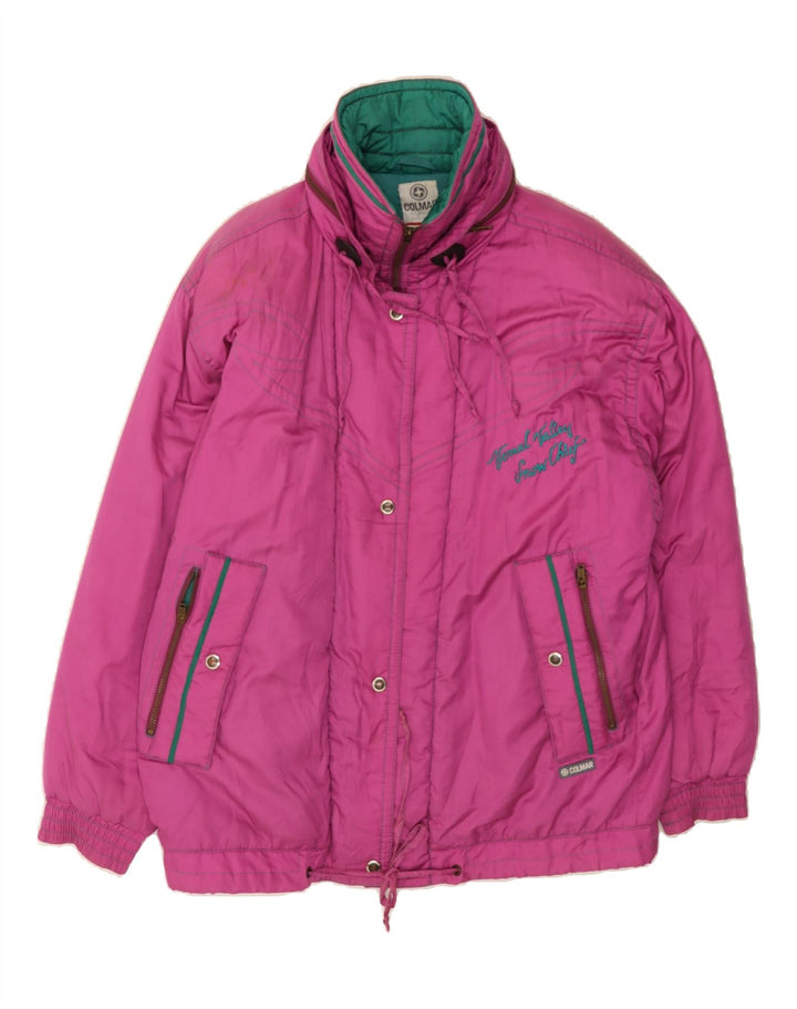 COLMAR Womens Oversized Graphic Ski Jacket IT 46 Large Pink Vintage Colmar and Second-Hand Colmar from Messina Hembry 