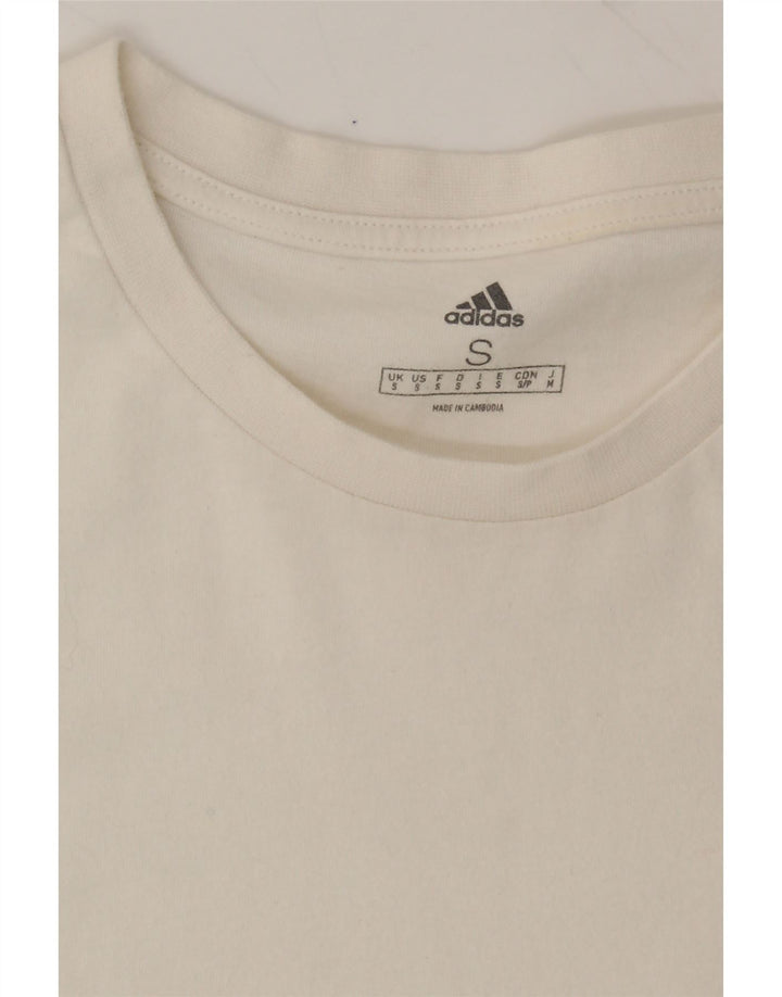 ADIDAS Mens Graphic T-Shirt Top Small Off White Cotton Vintage Adidas and Second-Hand Adidas from Messina Hembry 