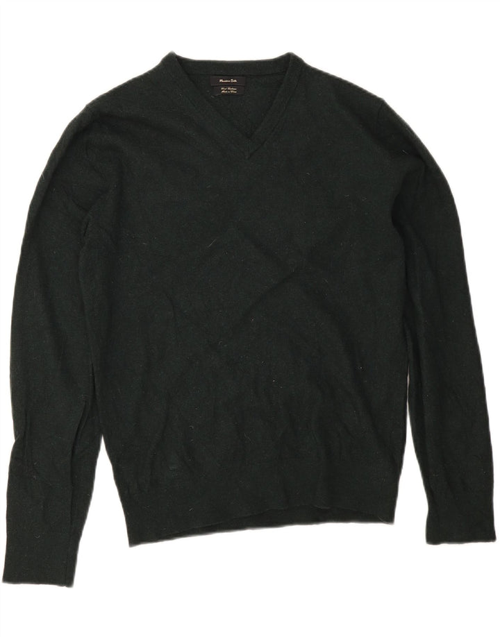 Massimo Dutti Maglione da donna con scollo a V UK 14 Lana verde medio