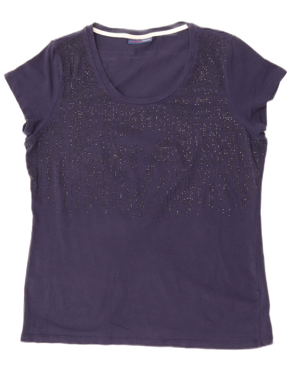 T-shirt da donna Trussardi Jeans Top UK 14 Medium Blu Navy