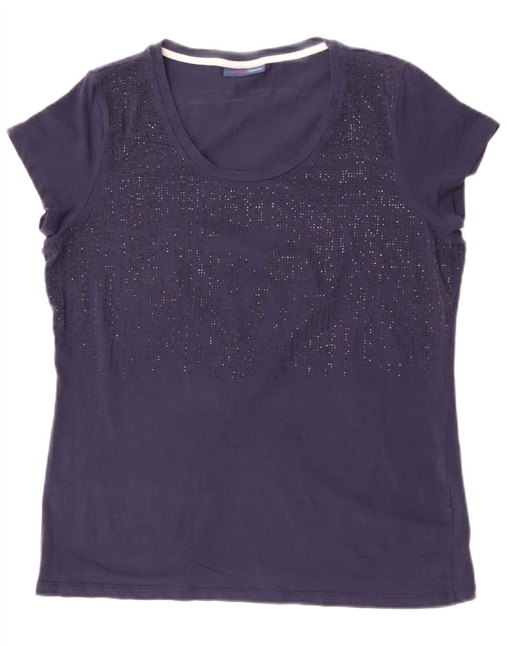 T-shirt da donna Trussardi Jeans Top UK 14 Medium Blu Navy