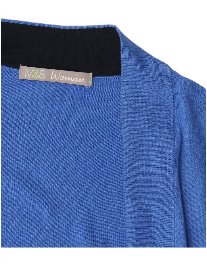 Maglione cardigan aperto a maniche corte da donna Marks & Spencer UK 16 grande blu