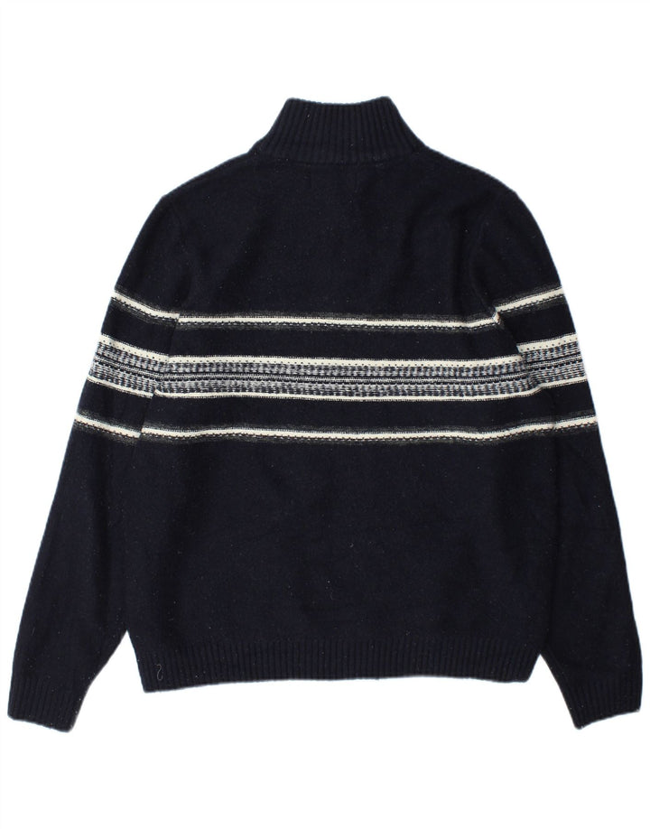 Maglione da uomo Marks & Spencer con zip e collo grande a righe blu navy