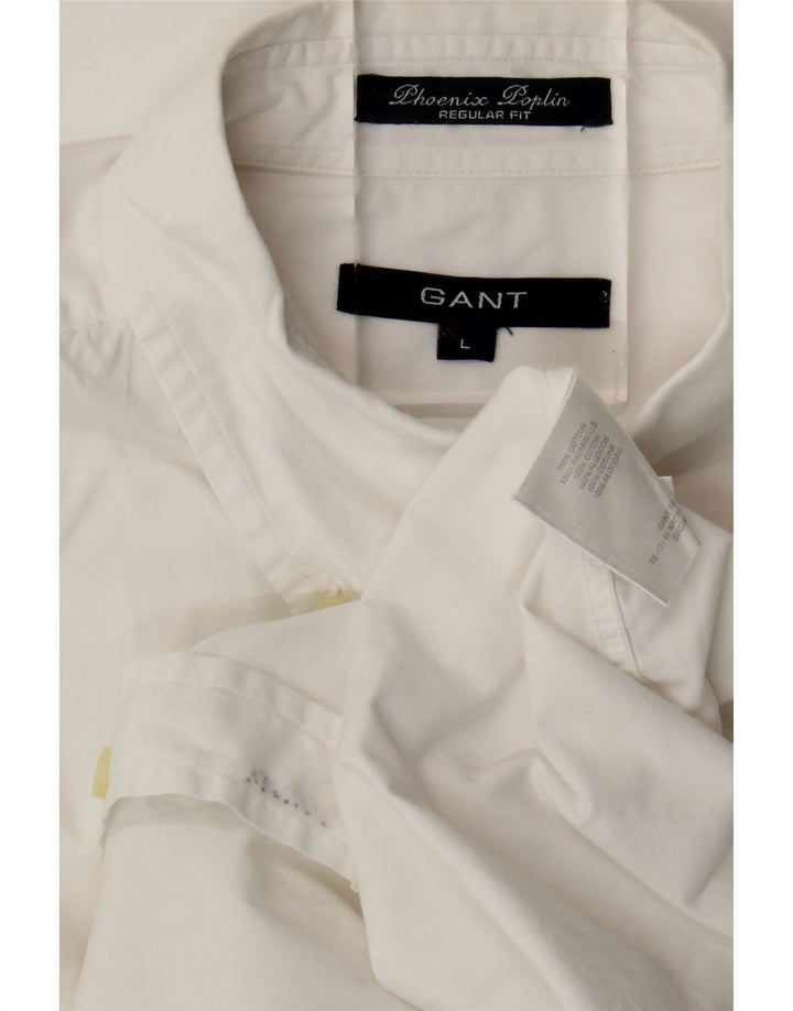 Gant Camicia da uomo a maniche corte vestibilità regolare Large in cotone bianco