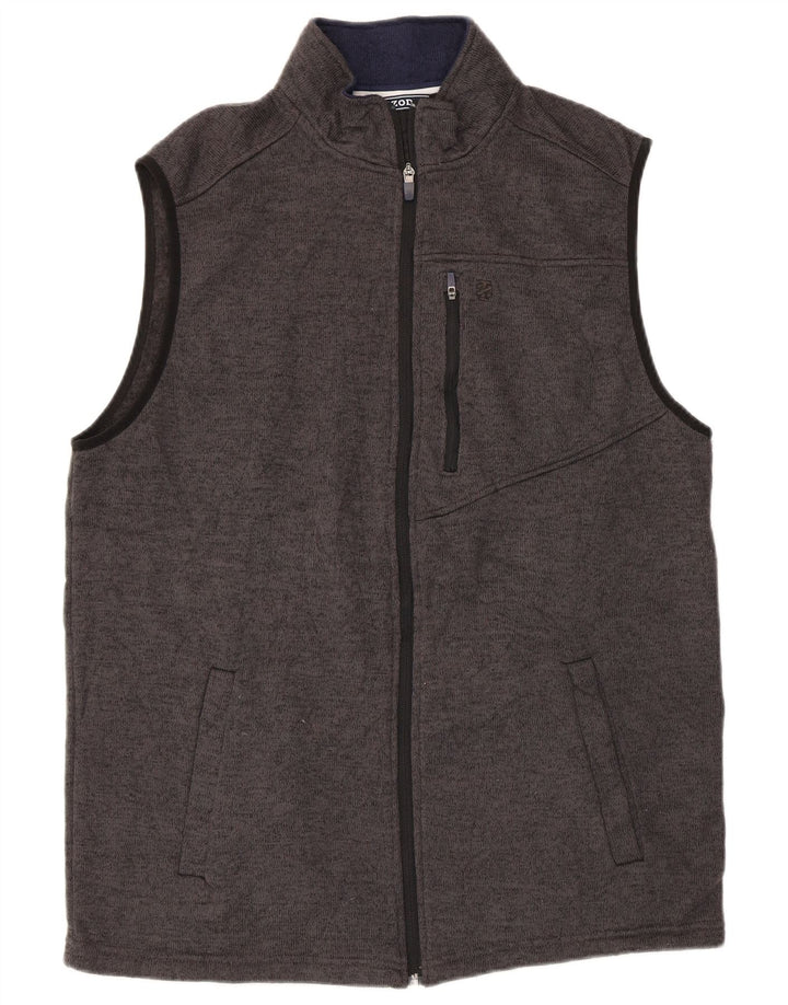 IZOD Mens Tall Sleeveless Tracksuit Top Jacket Large Grey Polyester