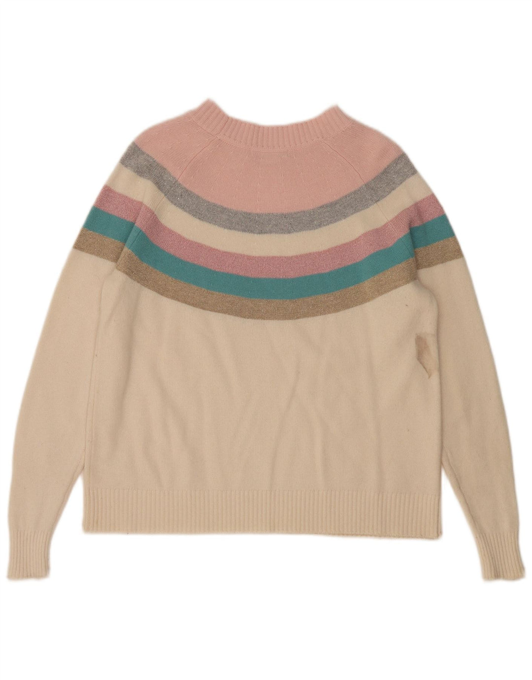 Maglione maglione da donna con scollo a barca Boden UK 14 a righe multicolori medie