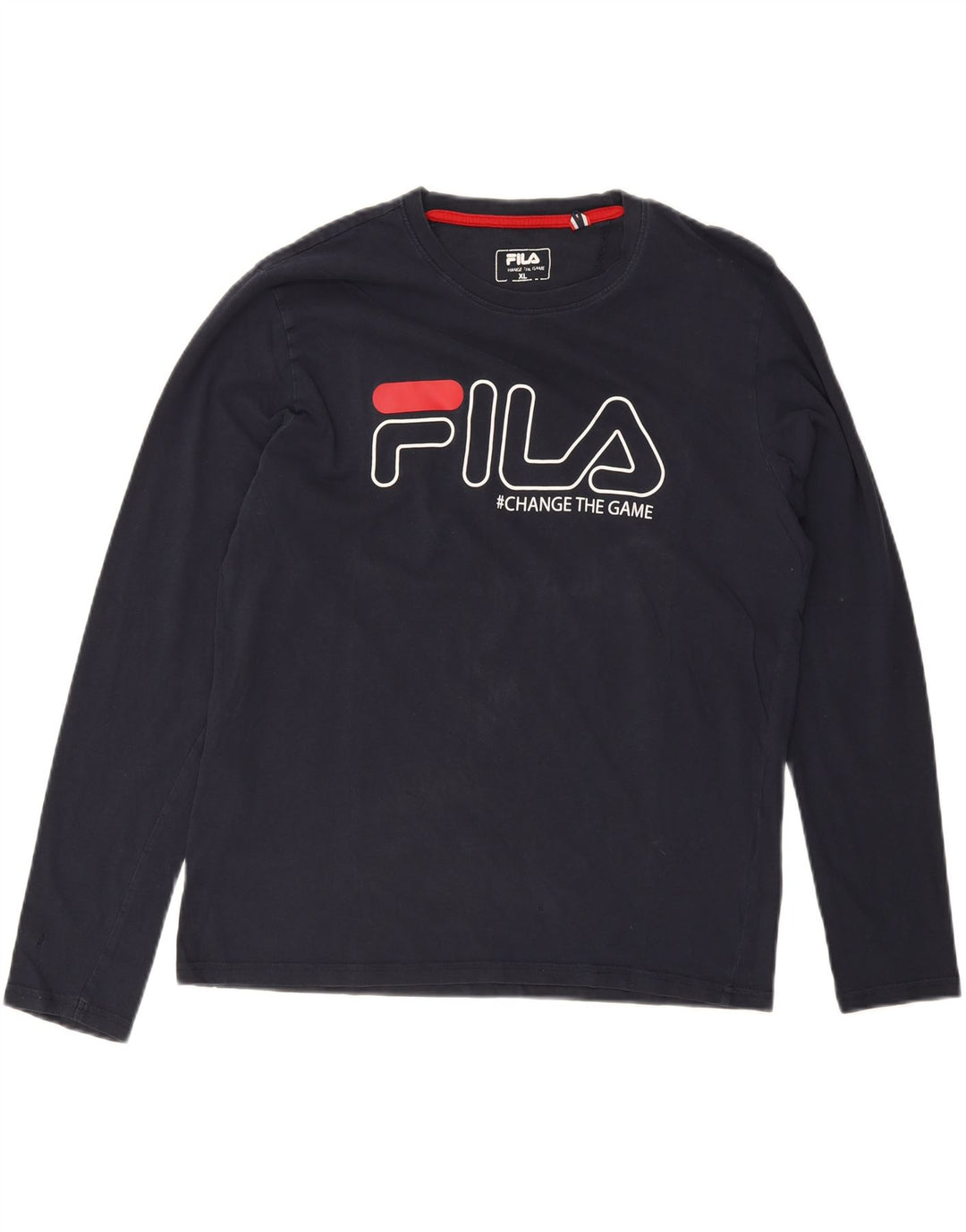 FILA Mens Graphic Top Long Sleeve XL Navy Blue Cotton