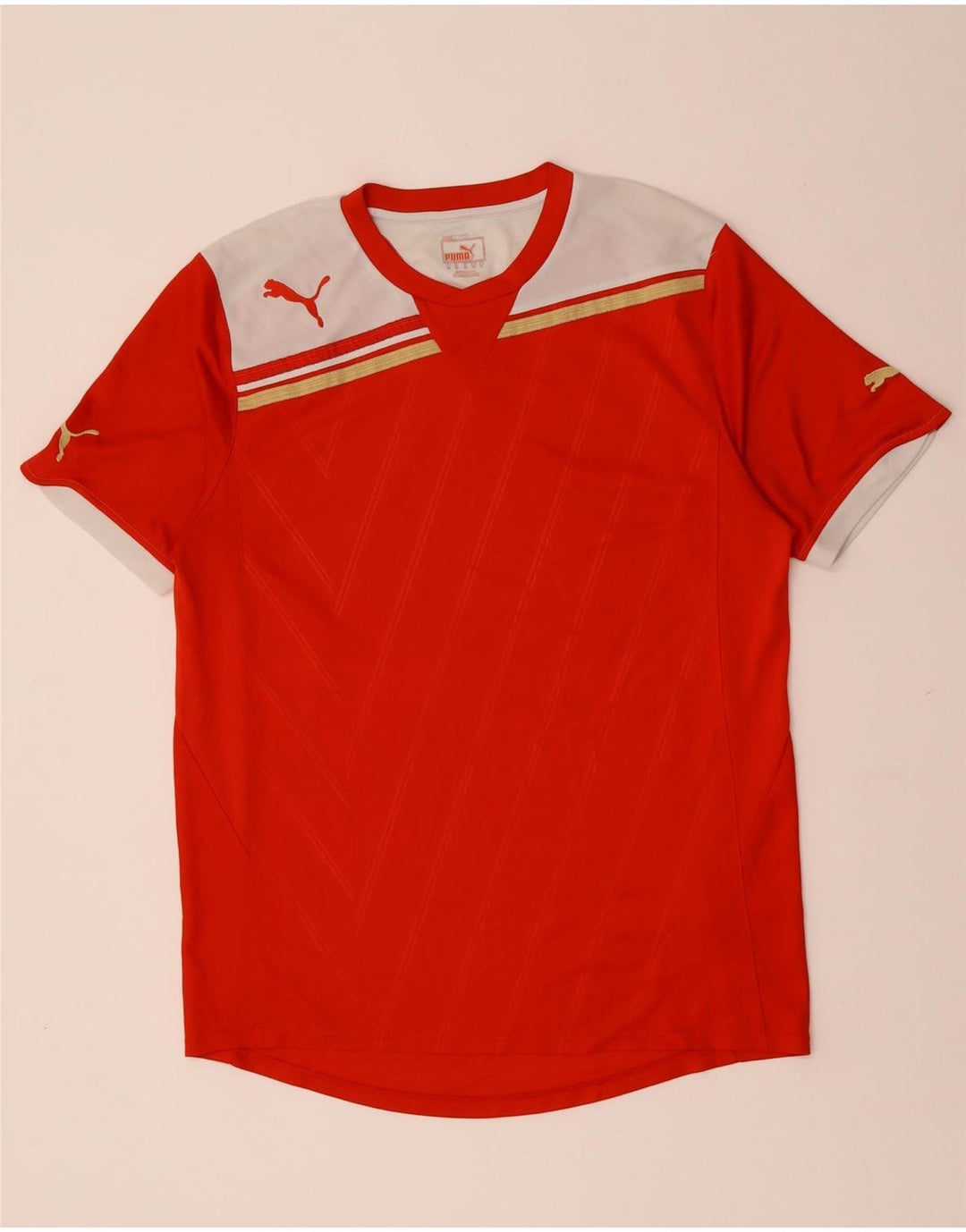 T-shirt PUMA da uomo Top rosso medio color block