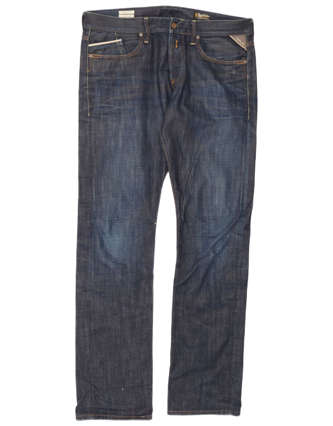 Replay Jeans dritti Waitom da uomo W36 L36 cotone blu navy