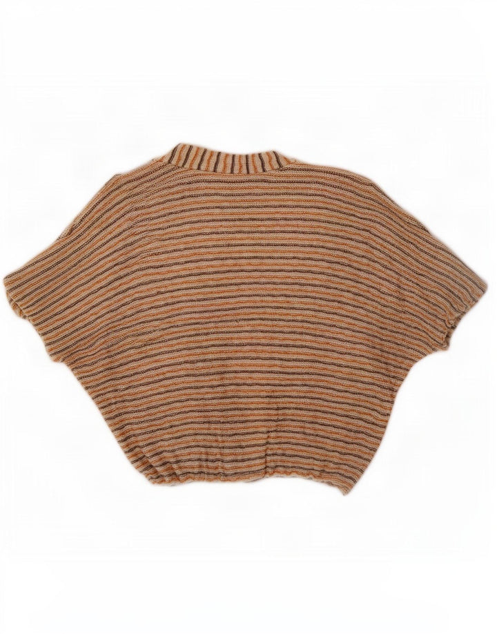 Top cardigan corto da donna vintage EU 40 a righe beige medio