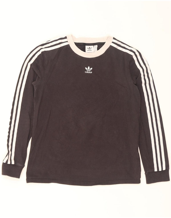 Adidas Top da donna a maniche lunghe UK 10 Small Nero Colourblock in cotone