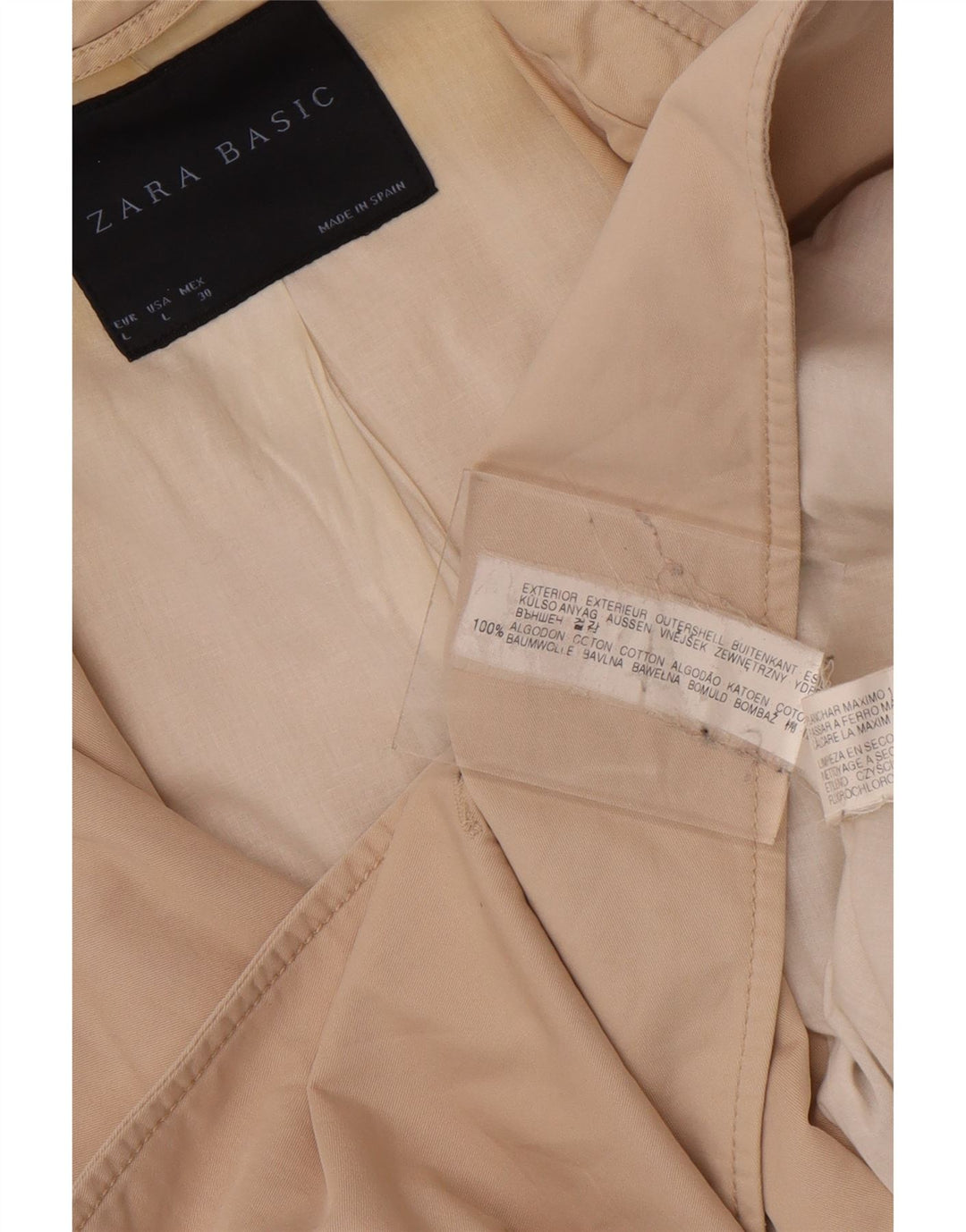 Trench corto da donna Zara UK 16 grande in cotone beige