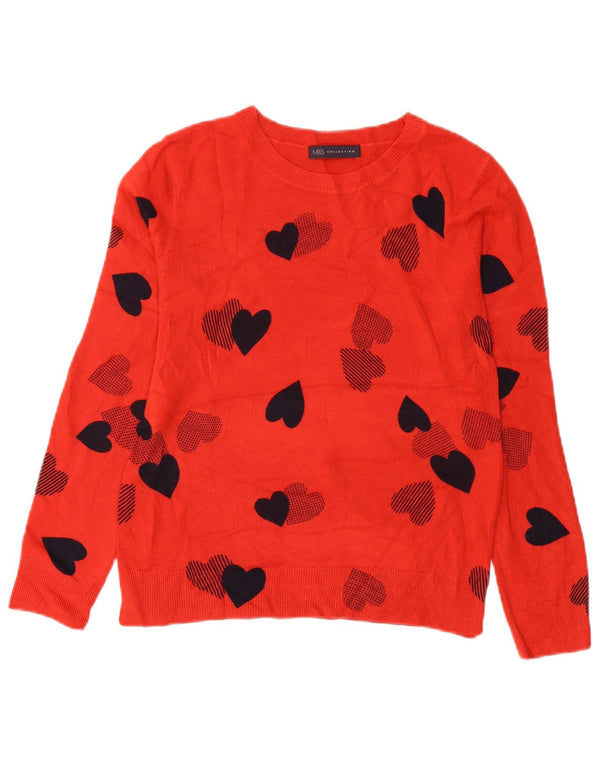 Maglione maglione con scollo a barca da donna Marks & Spencer UK 10 piccolo arancione
