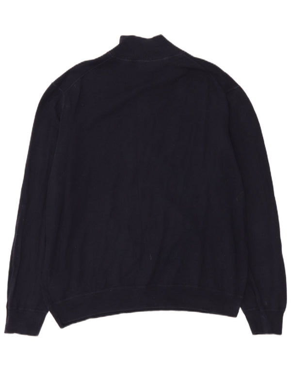 Polo Ralph Lauren Maglione da uomo con zip e collo XL in cotone blu navy