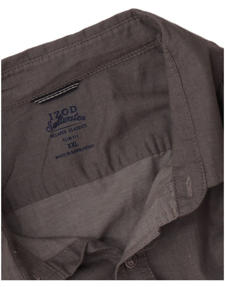 Camicia slim fit da uomo Izod Salt Water 2XL Grigia